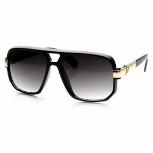 Aviator Classic Flat Top Metal Accented Temples Black‎ Lens Square GlassesLentes